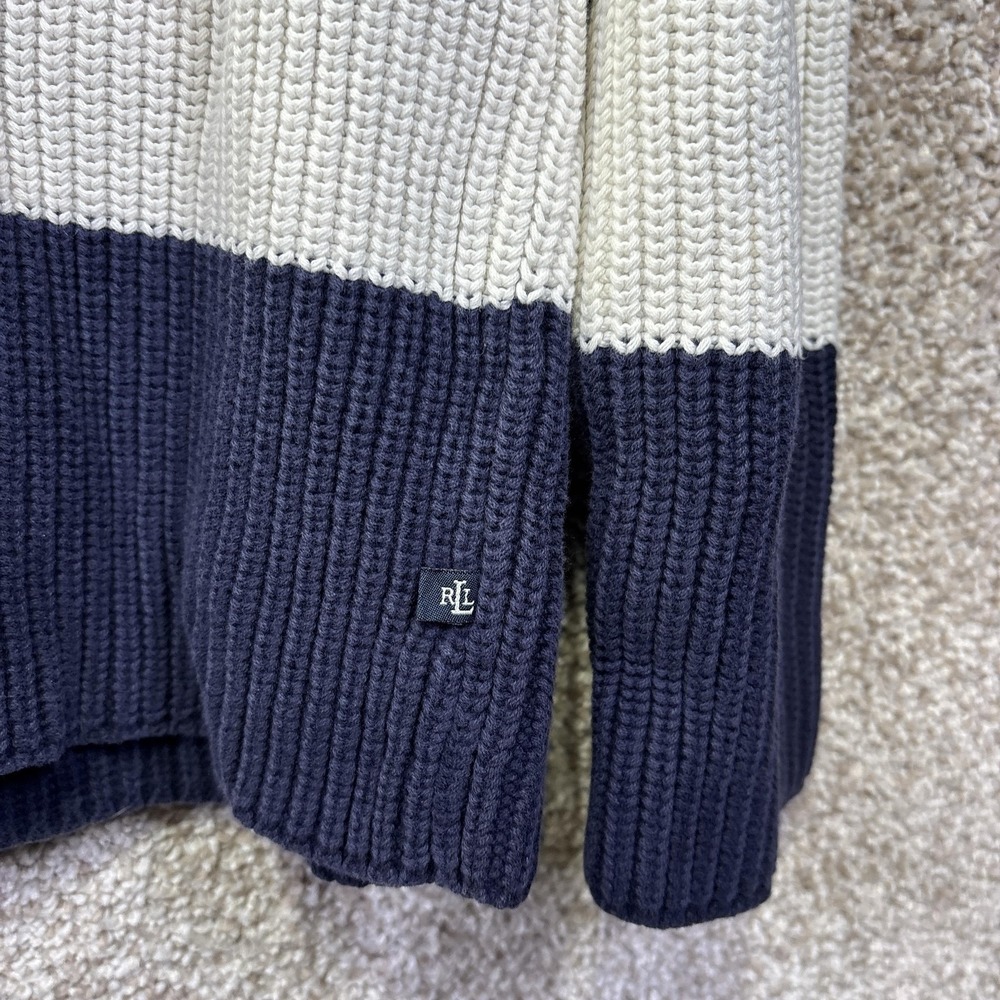 Lauren Ralph Lauren Sweater Womens Medium Navy White Stripe Boat Neck Pullover - Picture 6 of 6